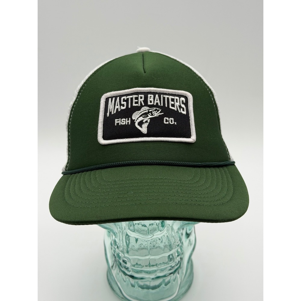 Spirit Halloween Master Baiters Fish Co Trucker Hat Green White Mesh Snapback